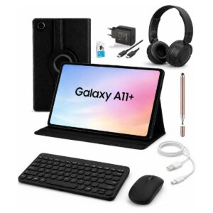 Samsung Galaxy Tab A11 Plus 11'' 8gb 256GB Tablet+Kılıf+Klavye+Mouse+Şarj Başlık+Kulaklık (Kalem Hediye) Siyah - Gri