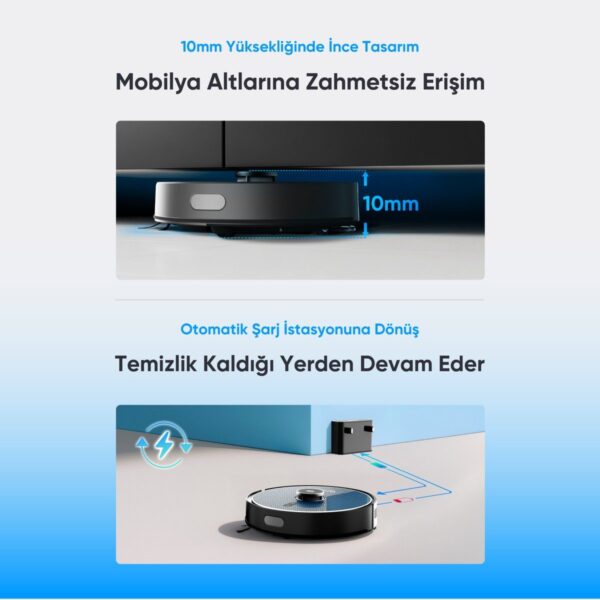 Şımart Katya P Akıllı Robot Süpürge Kıl Kesici Bıçaklı Ana Fırça 8000PA Emiş Gücü