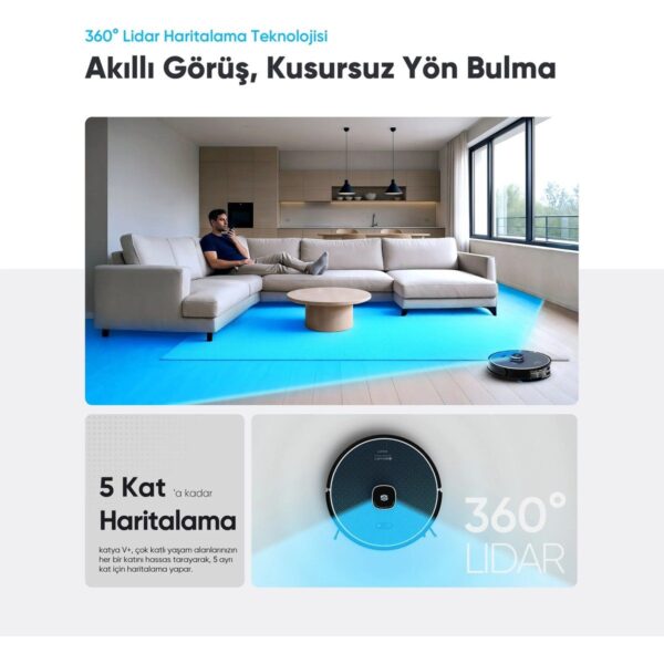 Şımart katya V+ Akıllı Robot Süpürge 15000Pa Premium Otomatik Toz Toplama Üniteli