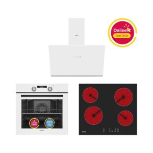 Simfer Ankastre Set Beyaz Dijital Elektrikli Cam Ocaklı Turbolu 3'lü Set (Fırın+Elektrikli Ocak+Davlumbaz) HBCV0000BVUGWQ