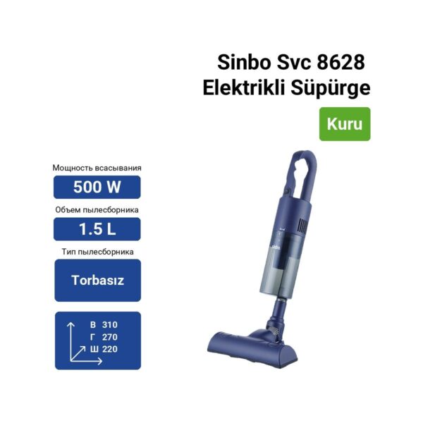 Sinbo Svc 8628 Elektrikli Süpürge 1.5 L Toz Haznesi ile Kablolu Kullanım ve Yüksek Emiş Gücü