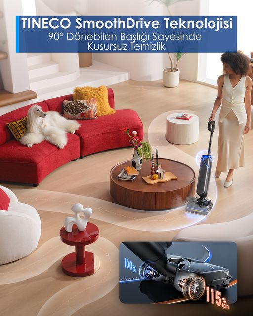 Tineco Floor One S9 Artist Steam Kablosuz Buharlı Akıllı Islak Kuru Süpürge, Zemin Temizleyici Paspas, 140°C Yüksek Isılı Hypersteam Buhar Teknolojisi, 22KPA Güçlü Emiş, iloop Akıllı Emiş