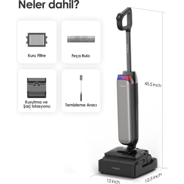Tineco Floor One S9 Artist Steam Kablosuz Buharlı Akıllı Islak Kuru Süpürge, Zemin Temizleyici Paspas, 140°C Yüksek Isılı Hypersteam Buhar Teknolojisi, 22KPA Güçlü Emiş, iloop Akıllı Emiş