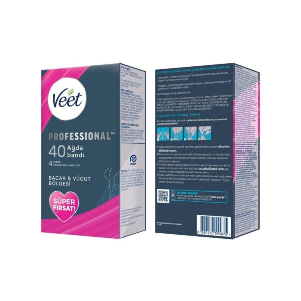 Veet Professional Ağda Bandı Hassas Ciltler İçin 40’lı Bacak & Vücut Bölgesi Temizleme Mendili
