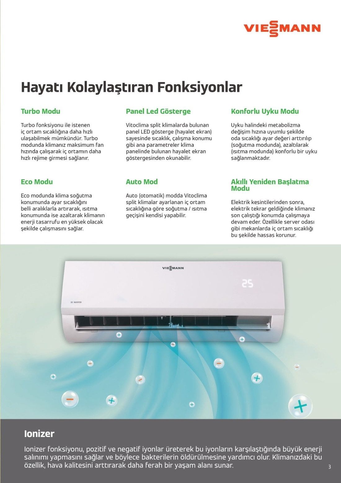 Viessmann Vitoclima 100-S/HE Pro Max 12000 Btu İnverter Duvar Tipi Klima A++ Enerji Sınıfı