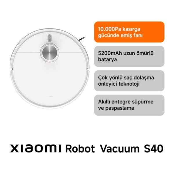 Xiaomi Robot Vacuum S40 Akıllı Robot Süpürge 10000 Pa Emiş Gücü ile Etkili Temizlik