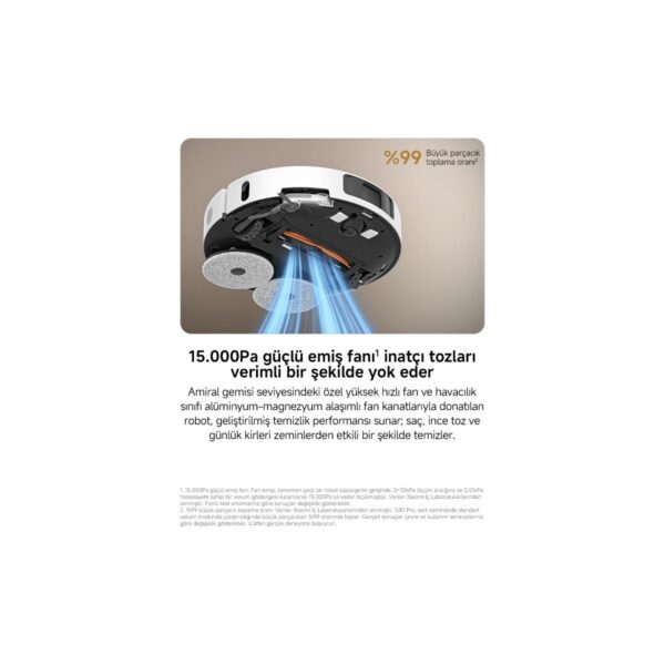 Xiaomi Robot Vacuum S40 Pro Akıllı Robot Süpürge ve Mop 15.000 Pa Beyaz