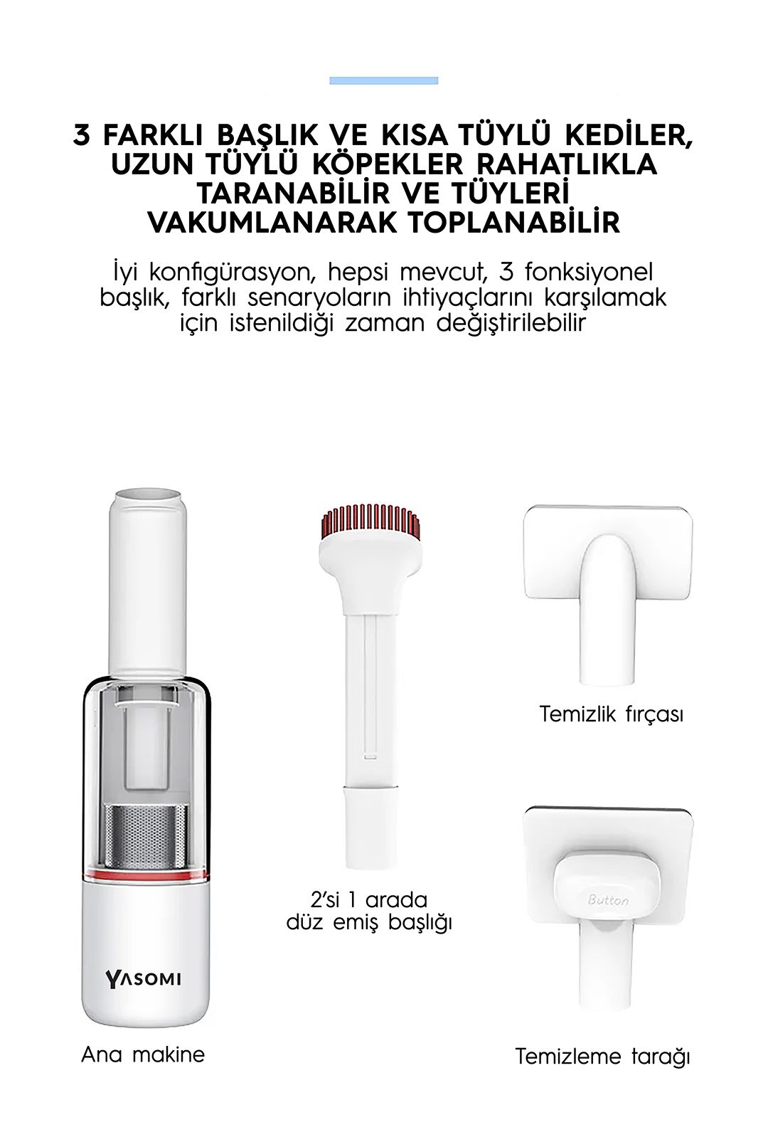 Yasomi M25 Max Kablosuz El Süpürgesi ve Evcil Hayvan Kiti 14000 Pa